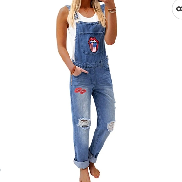 Denim Patch Denim Overalls - Picture 4 of 9